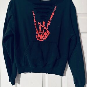 Edgy Black Sweatshirt with Red Graphics